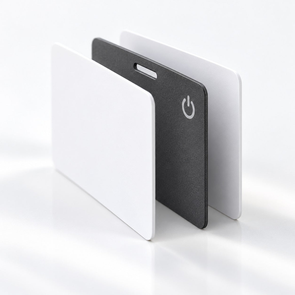 Slimfind card between two plain cards, as thin as a regular card